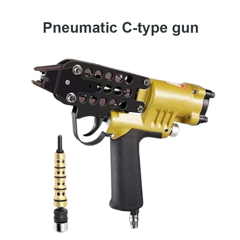 Pinza per anelli di maiale con cucitrice pneumatica per gabbia pneumatica portatile con pistola ad anello a C per recinzione a gabbia metallica Strumenti pneumatici multifunzionali