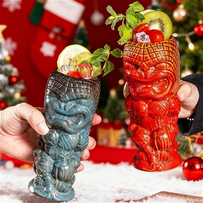 Tazza Tiki, Bicchieri per Cocktail Hawaiani, Tazza Creativa in Ceramica Divertente, Tazze Tiki per Birra e Bevande, Tazza per Vino, Accessori da Bar, Regalo per Amici