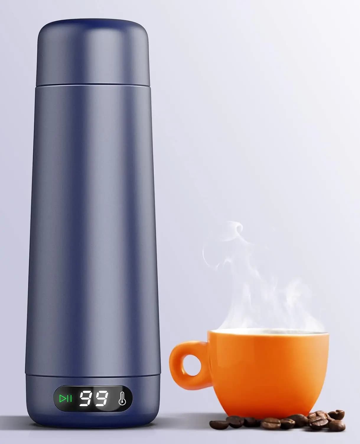 Bollitore da Viaggio a Doppio Voltaggio, 370ML, Elettrico Portatile con Display LCD e 6 Impostazioni di Temperatura per Uso Globale