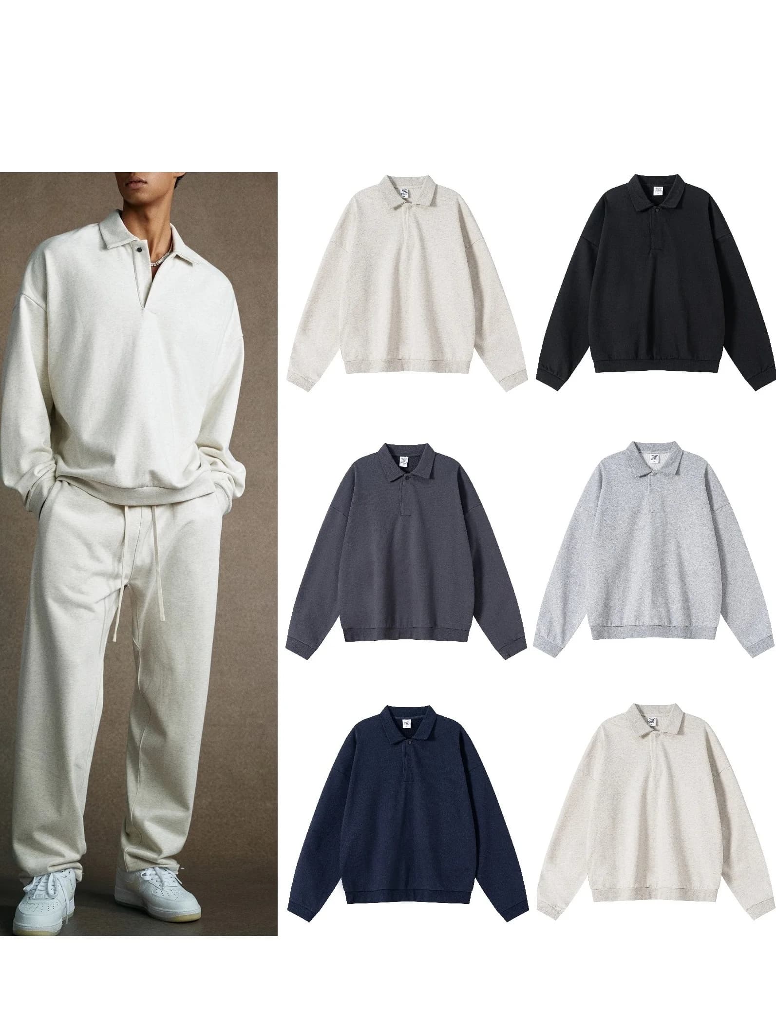 Oversize American Sweatshirt, Men's Casual Sportswear with Open Collection, Long Sleeves in Thermal Cotton