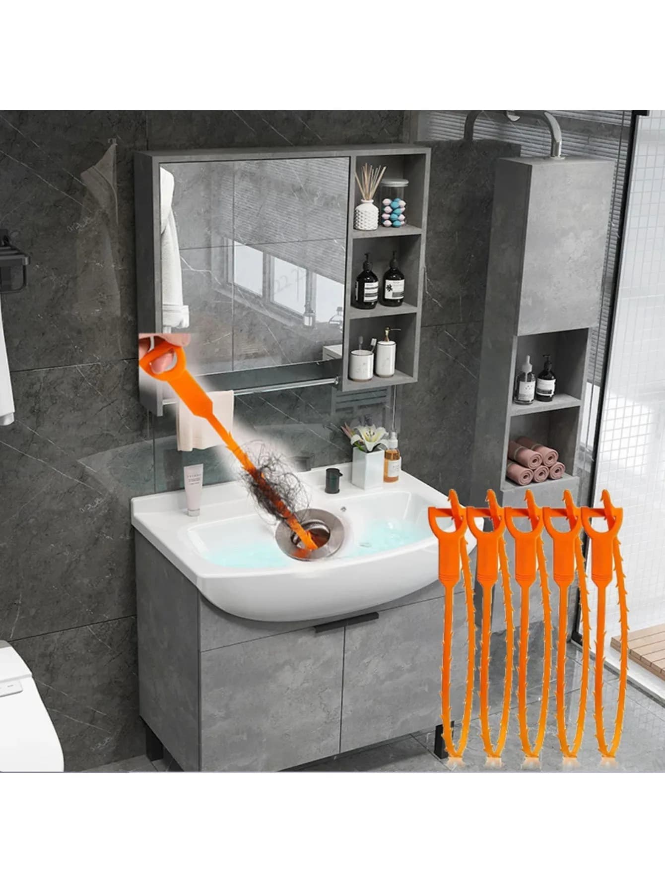 Set di 3 strumenti per la pulizia degli scarichi, facili da impugnare. Disintegra efficacemente capelli e detriti da lavabi, vasche da bagno e scarichi della cucina.