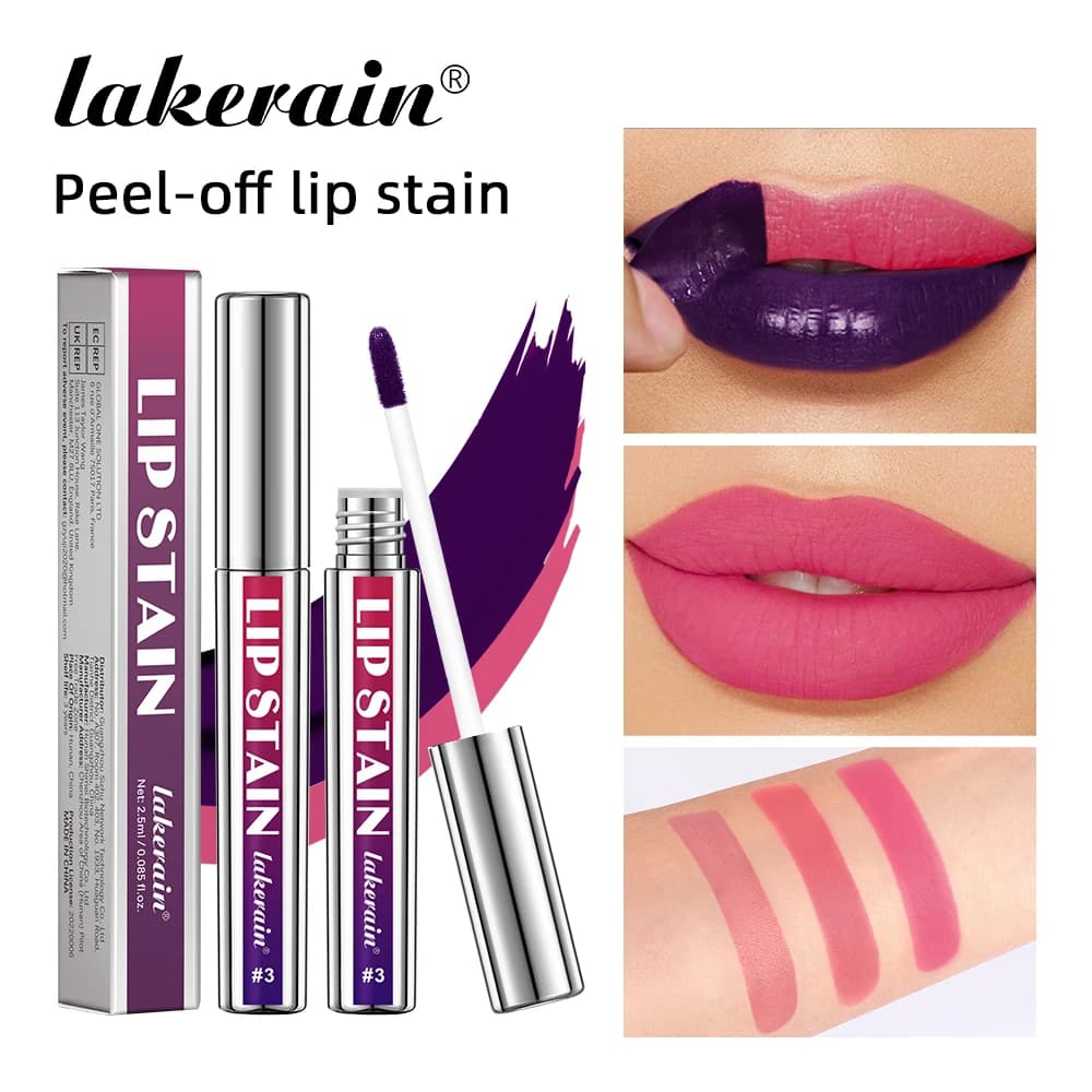 Peel Off Lip Stain 3 colori Rivela lunga durata Impermeabile Pink Lip Tint Transfer Proof Tazza antiaderente Lip Stain Cosmetico da donna