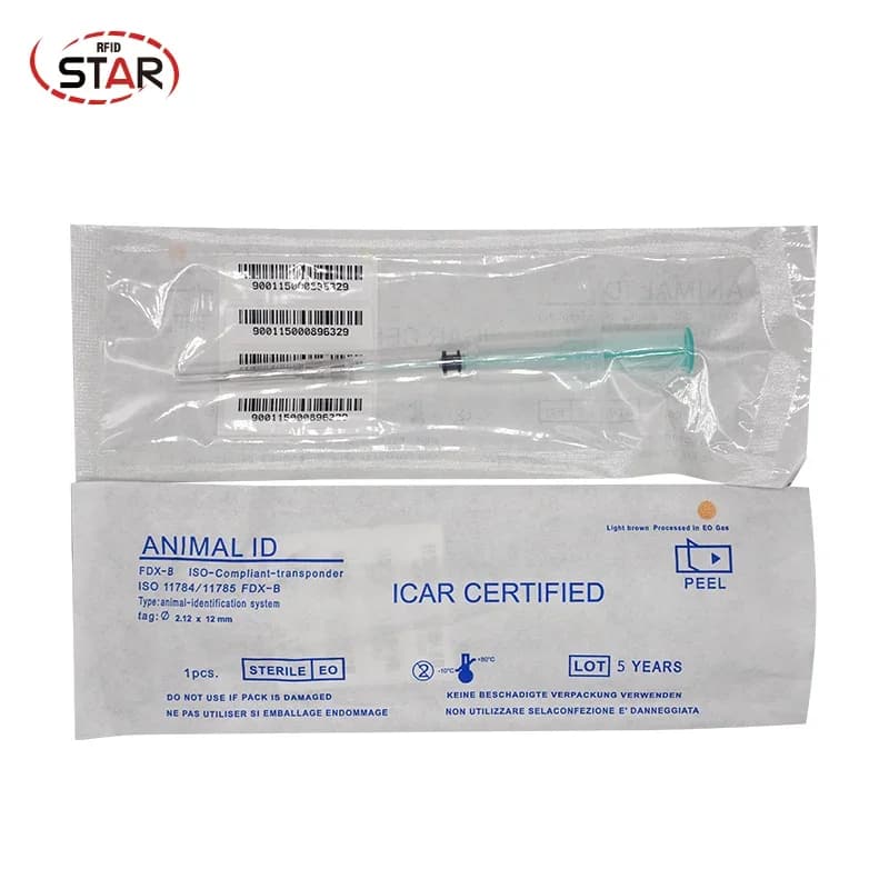 (10 pz/lotto) 2.12x12mm NFC Implantable rfid microchip siringa 13.56MHz etichetta di vetro animale con siringa Per Identificazione Animali