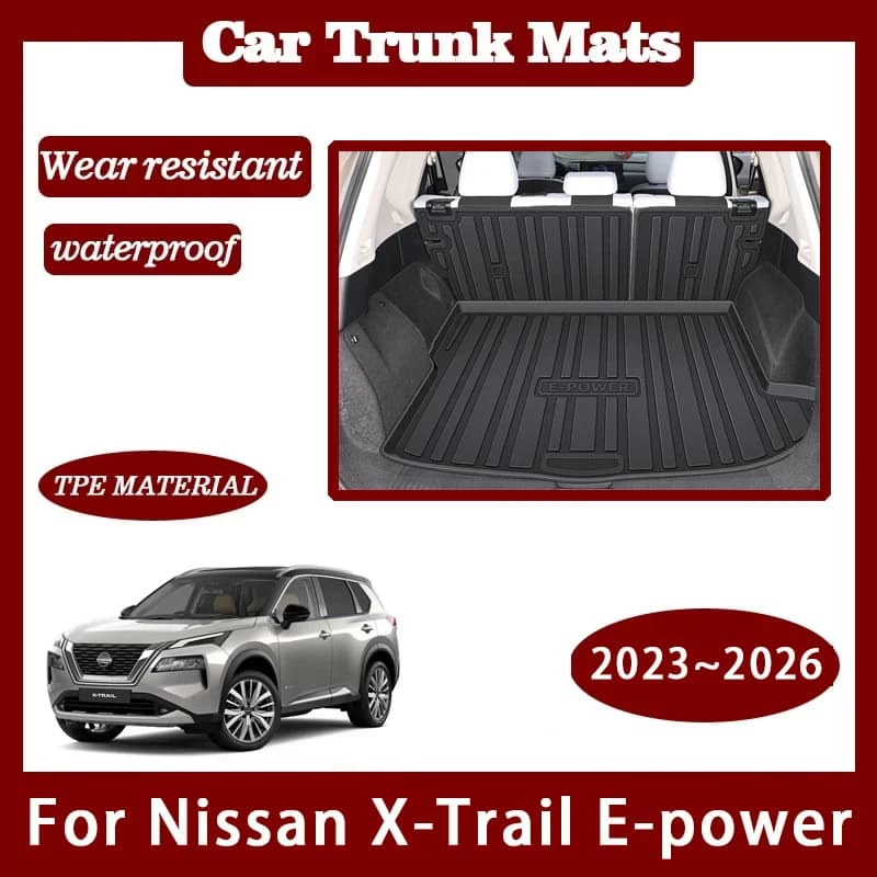 Tappetini per bagagliaio per auto per Nissan X-Trail XTrail X-Trail Rogue e-power T33 2023 ~ 2026 Tappetino per bagagliaio impermeabile TPE Cargo Cover Accessori per auto