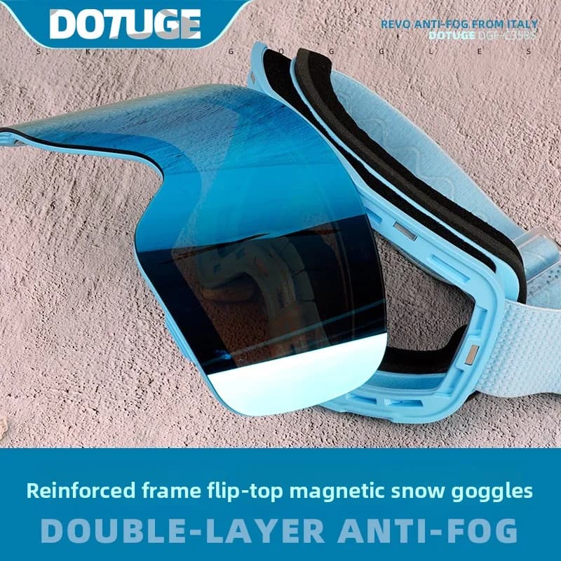 DOTUGE Occhiali da sci magnetici ribaltabili Occhiali da neve con lenti cilindriche antiappannamento per uomo donna alpinismo ​