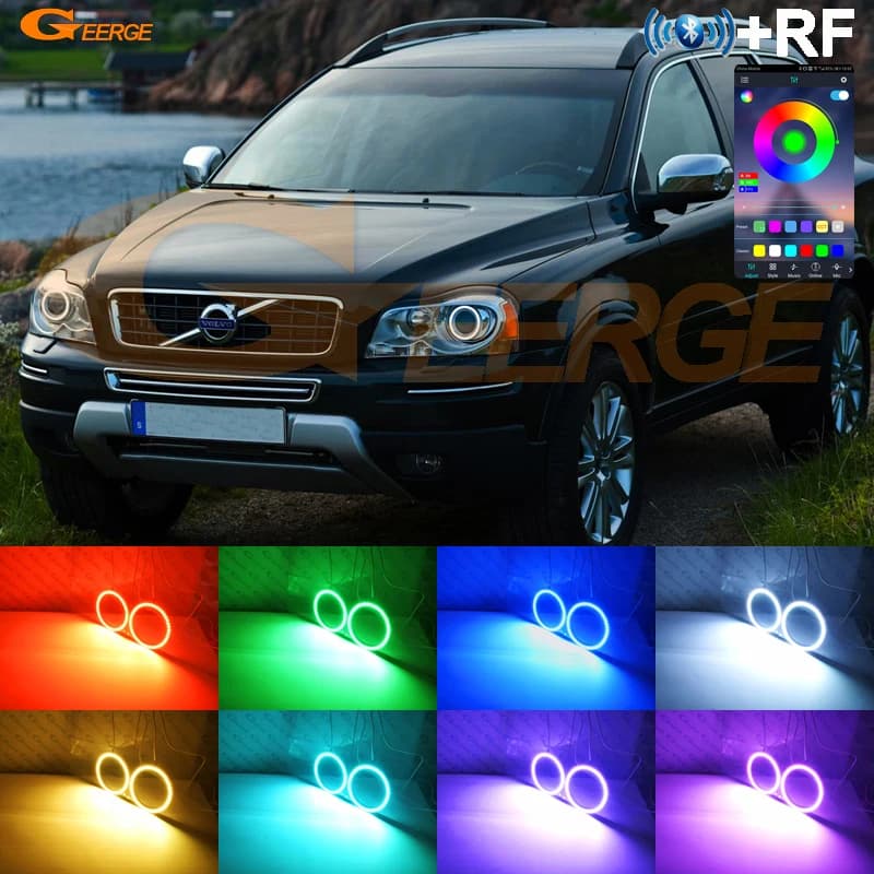 Per Volvo XC90 I 2008 2009 2010 2011 2012 2013 2014 App RF Remote BT Ultra Luminoso Multi-Colore RGB LED Angel Eyes Kit Halo Anelli