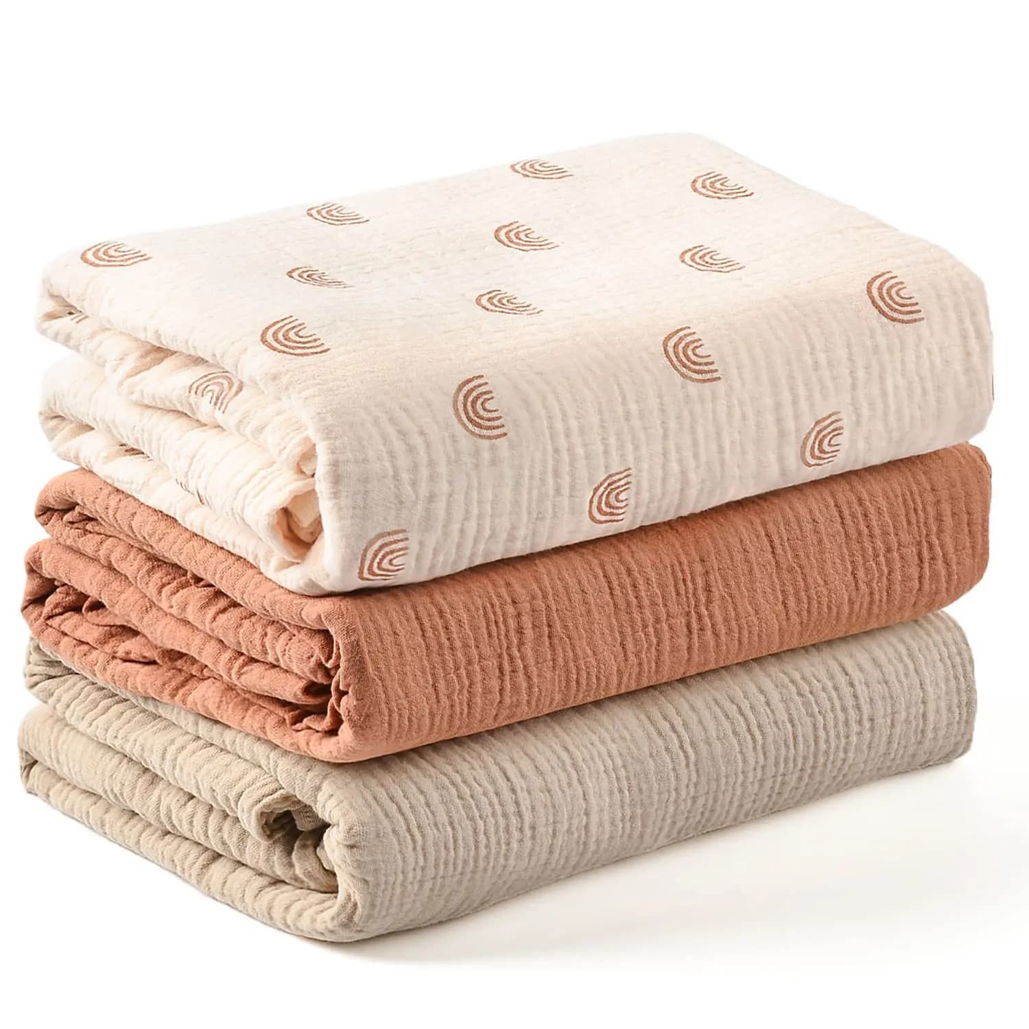 Coperte per neonati in crepe multicolore, 3 pezzi, coperta antivento per passeggino, coperta per neonati, coperta per sala parto, ba