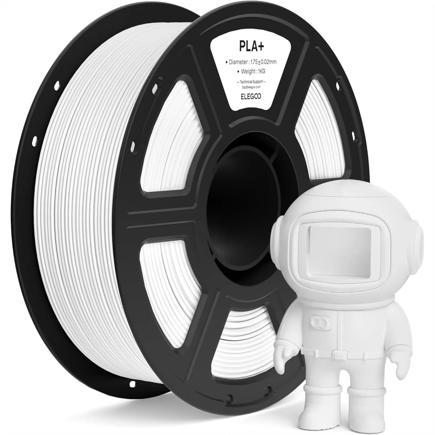Filamento PLA+ 1.75mm Bianco 1KG, Alta Resistenza per Stampanti 3D con Precisione Dimensionale +/- 0.02mm per la Maggior Parte delle Stampanti FDM