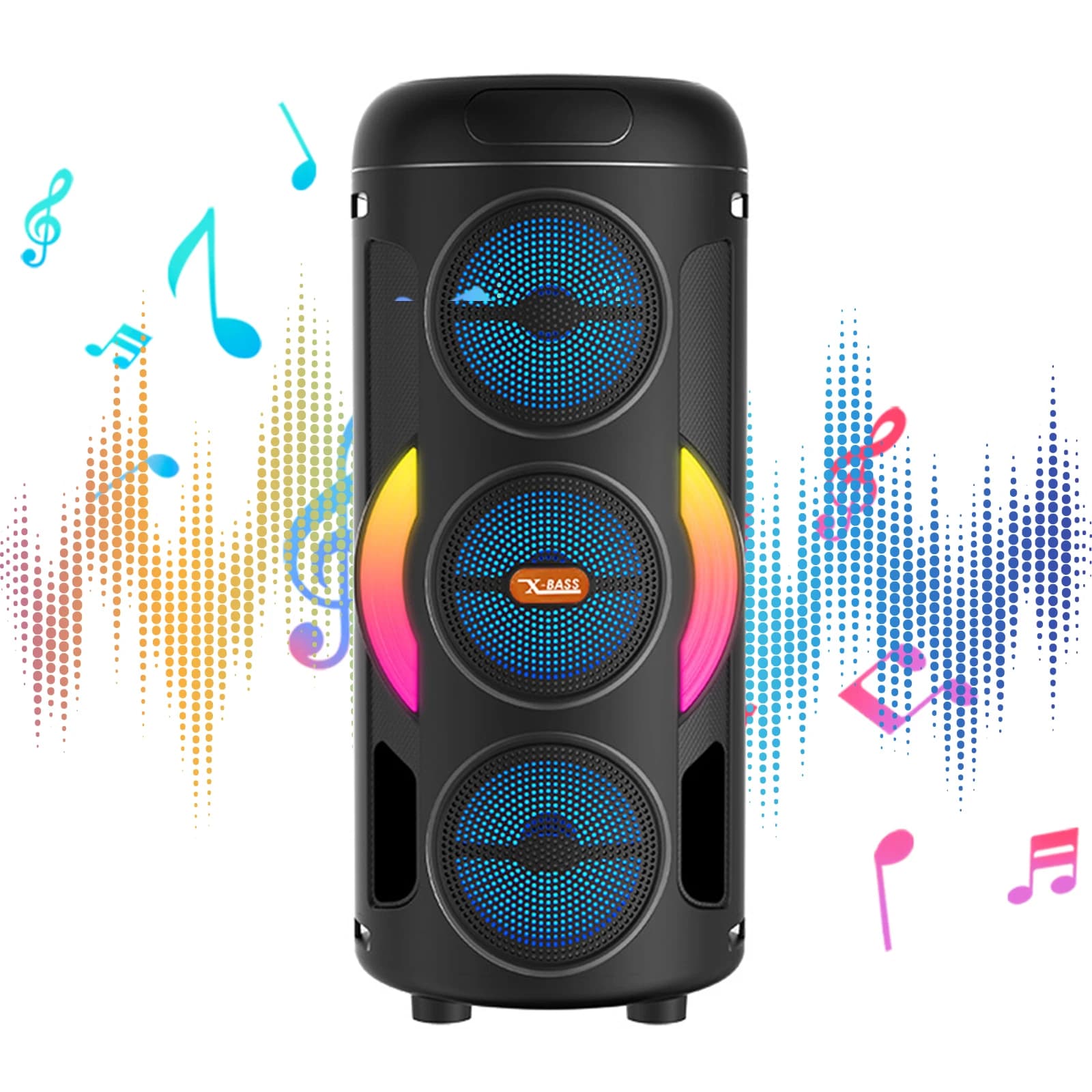 Altoparlante Portatile con Microfono Cablato, Grande Boombox con Supporto TWS/AUX/USB/Scheda TF/Radio FM per Feste, Casa, Campeggio