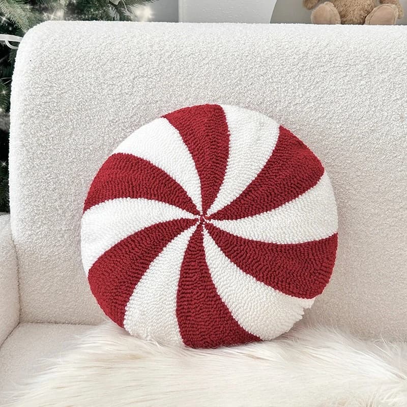 Cuscino Decorativo Natalizio con Ricamo a Fiocco di Neve, Supporto Lombare per Divano