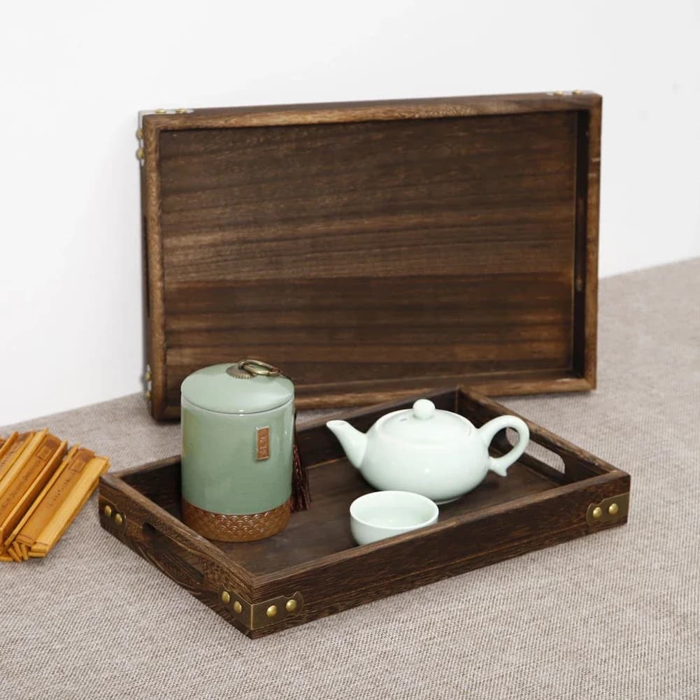 Elegant Retro Solid Wood Serving Tray Solid Wood Dessert Plate Snack Plate Dried Fruit Plate Wooden Plate Tableware Dinner Plate