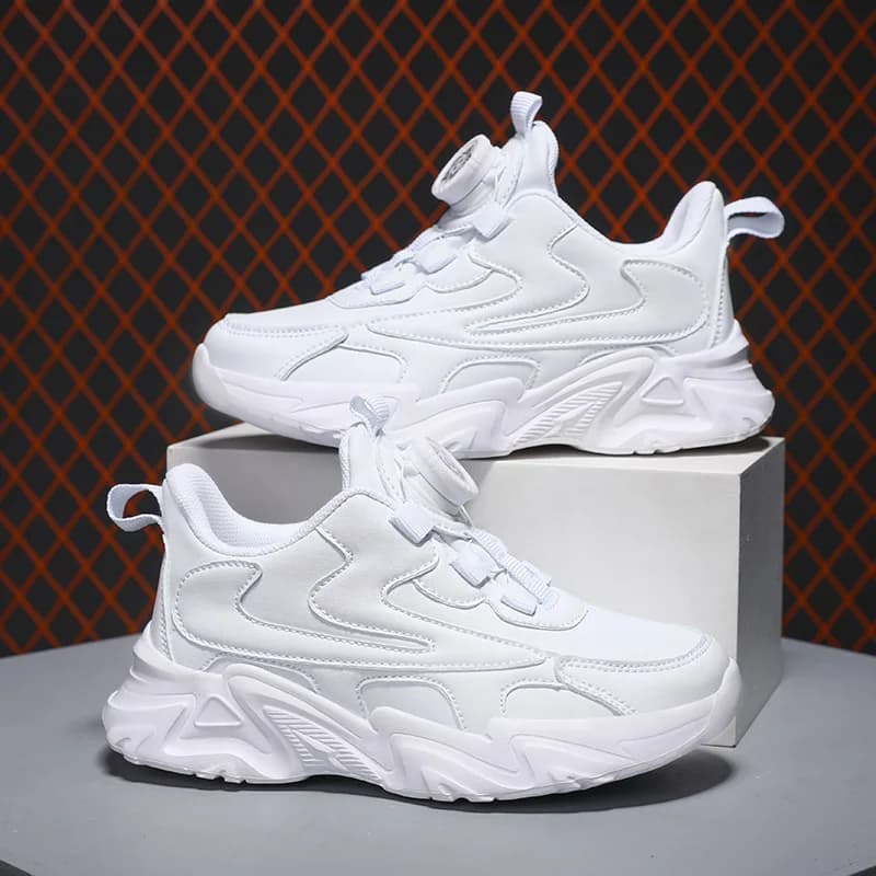 Kids Casual Shoes Sneakers for Boys and Girls Solid White Shoes Mesh Breathable Running Sport Tenis Chunky Sneakers