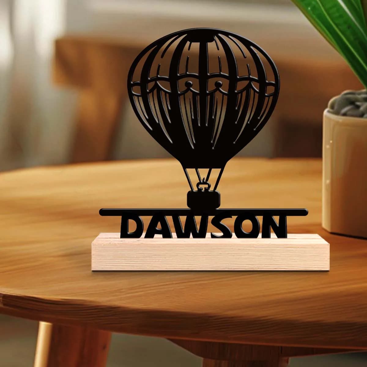 1pc Fashionable Personalized Custom Metal Statue Customizable Name Equipped with Wooden Base Festival Ornaments and Decorations