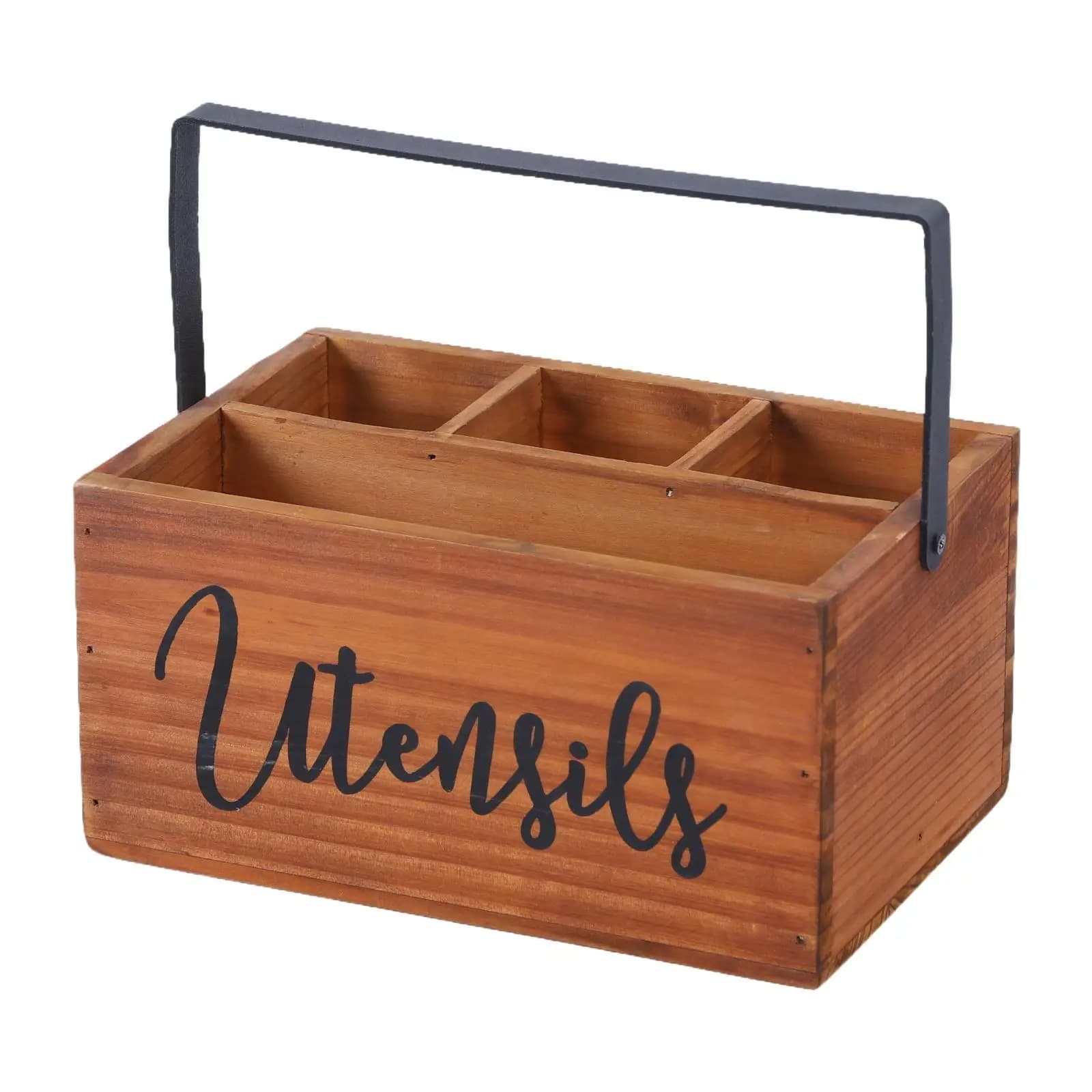 Utensil Holder for Kitchen Counter with Compartments for Forks Spoons Multipurpose Farmhouse for Cafe Home Restaurant Kitchen