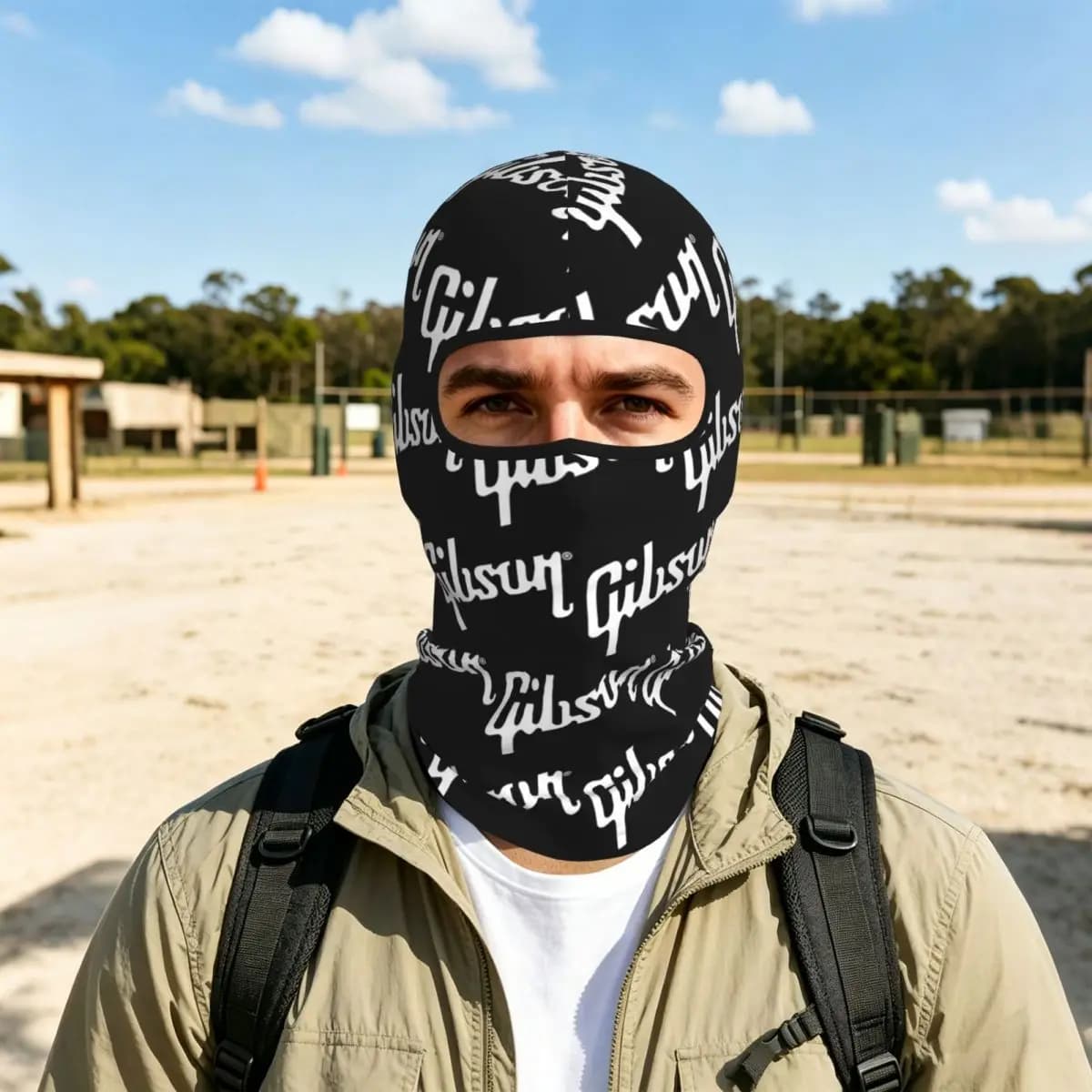 Guitar Gibson Logo Breathable Thin Balaclava Full Face Mask Sun Protection Neck Gaiter For Motorcycle Cycling Fishing Outdoor