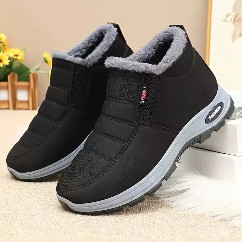 Women Super Warm Winter Snow Boots, Anti‑Slip Thick Sole Low Heel Round Toe Solid Color Outdoor Hiking Boots