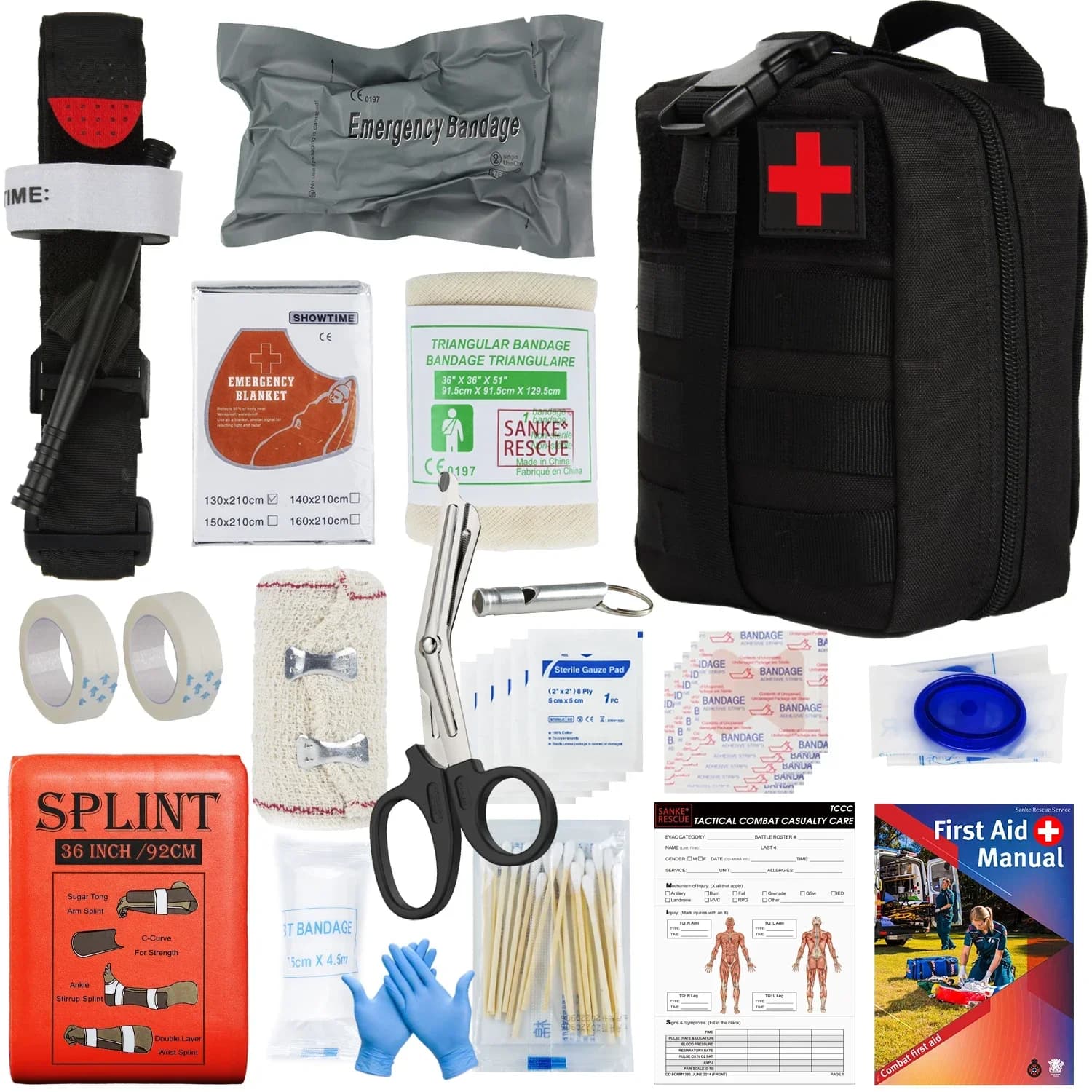 Kit di sopravvivenza di pronto soccorso Tactical IFAK Pouch fornito set completo Molle Camping Kit con 18 articoli EMT per emergenza militare all'aperto