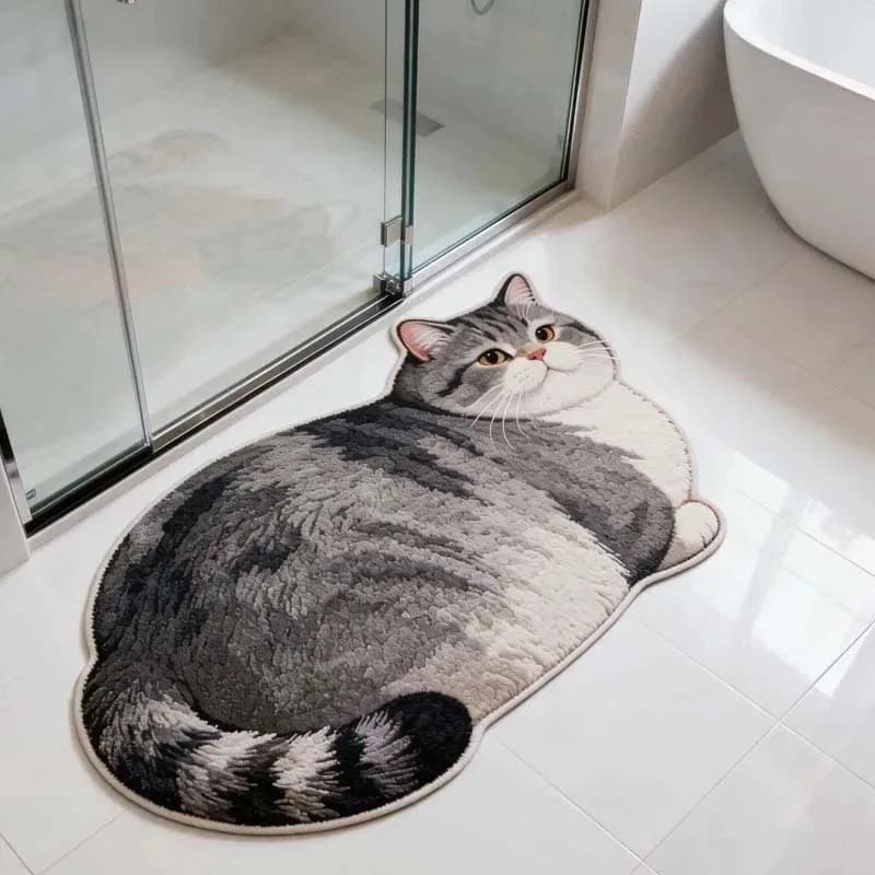VIKAMA British Shorthair cat-shaped non-slip pad, per bedroom, bathroom, house
