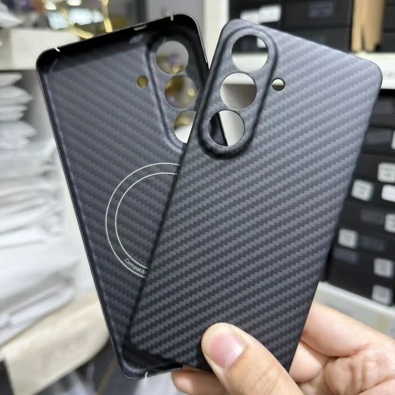 Custodia in vera fibra di carbonio per Samsung Galaxy S26, compatibile con MagSafe, cover magnetica in fibra aramidica per Galaxy S26