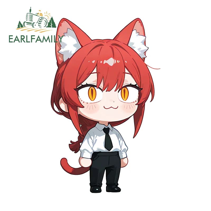 EARLFAMILY Makima Furry Car Sticker Attractive Toolbox Computer Cooler Decal Waterproof Solar Protection Fishing Equipment Box Decor