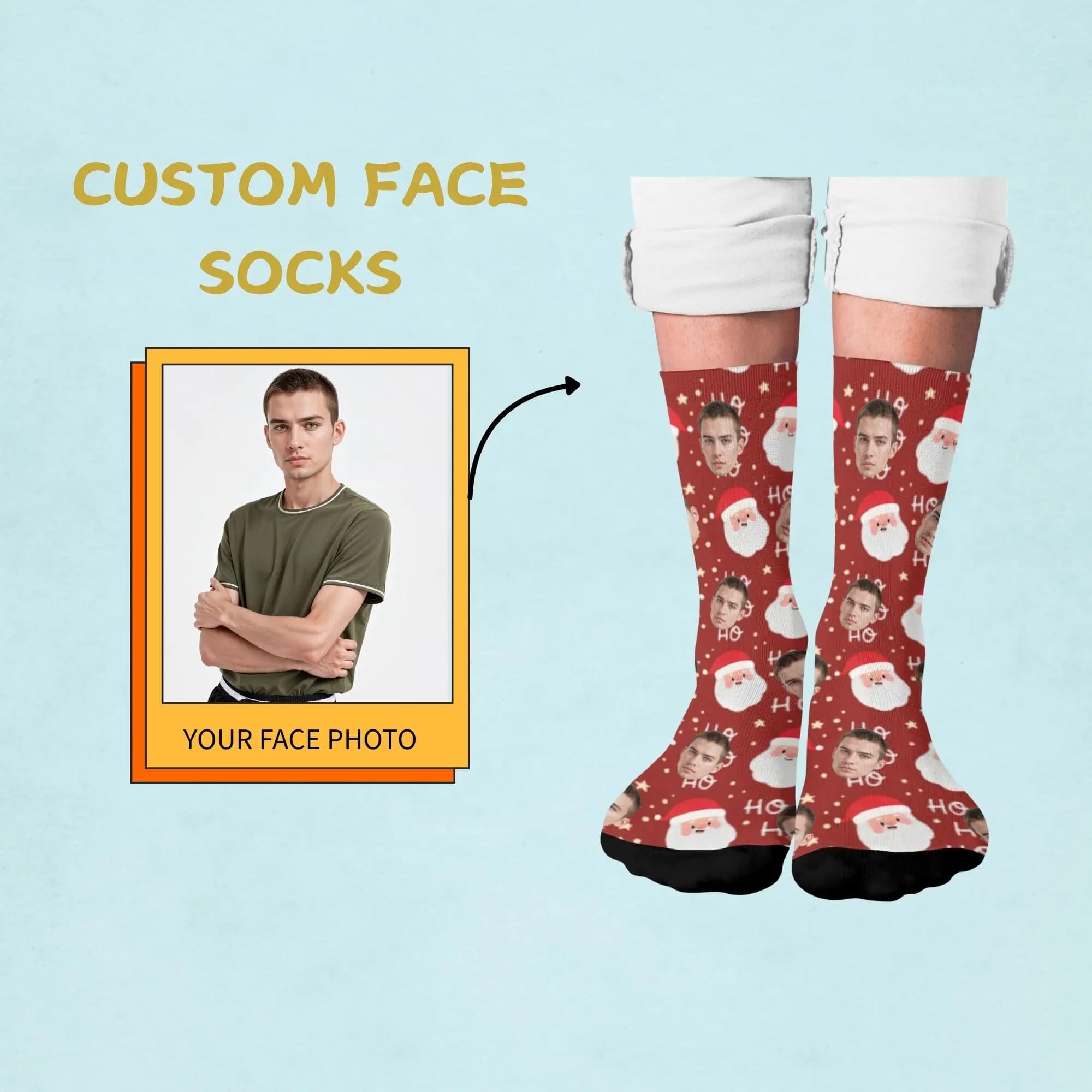 Novelty Happy Christmas Surprise Goofy Socks Personalized Face Santa Memorable Happy Crazy Gift for Holidays Family Party