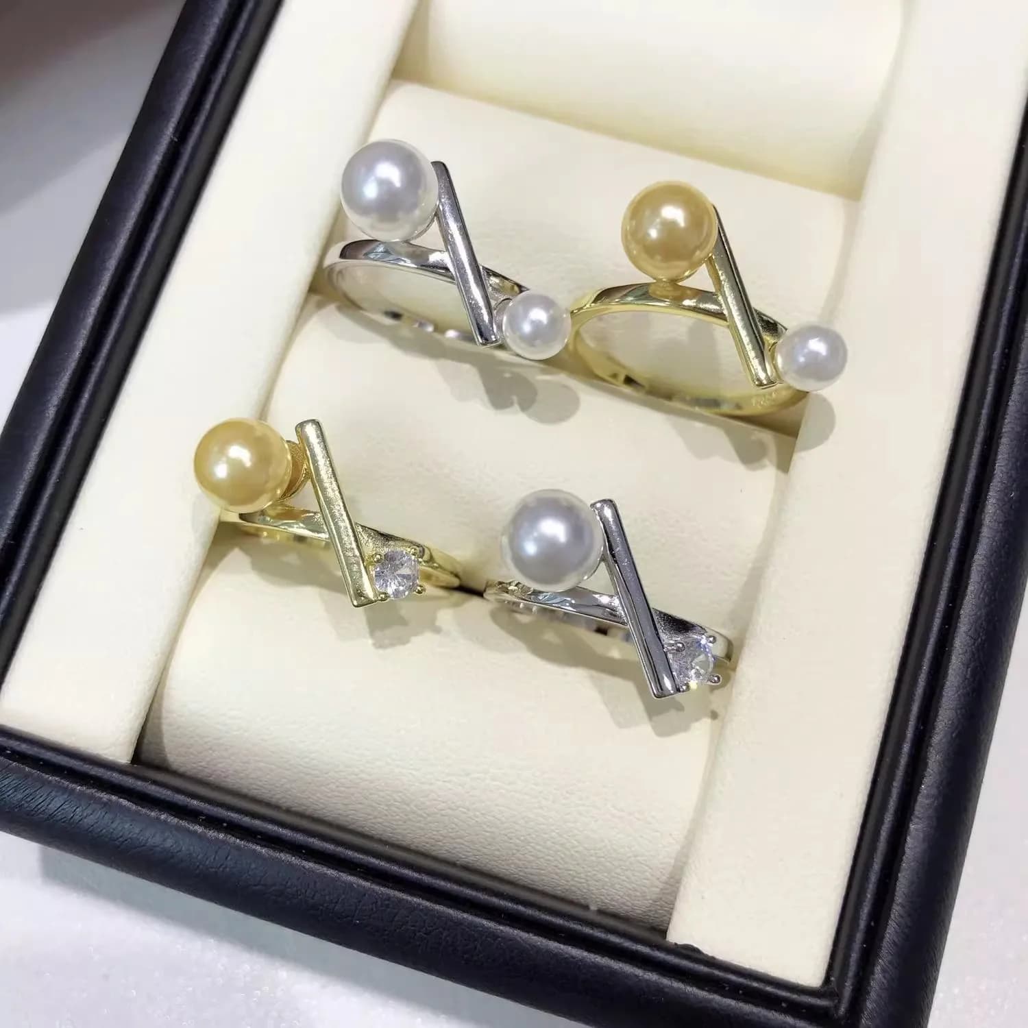 MeiBaPJ 5mm/7mm Two Beads Freshwater Pearl Fashion Ring Fashion Ring FAI 925 Set in Silver Fine Wedding Jewelry for Women