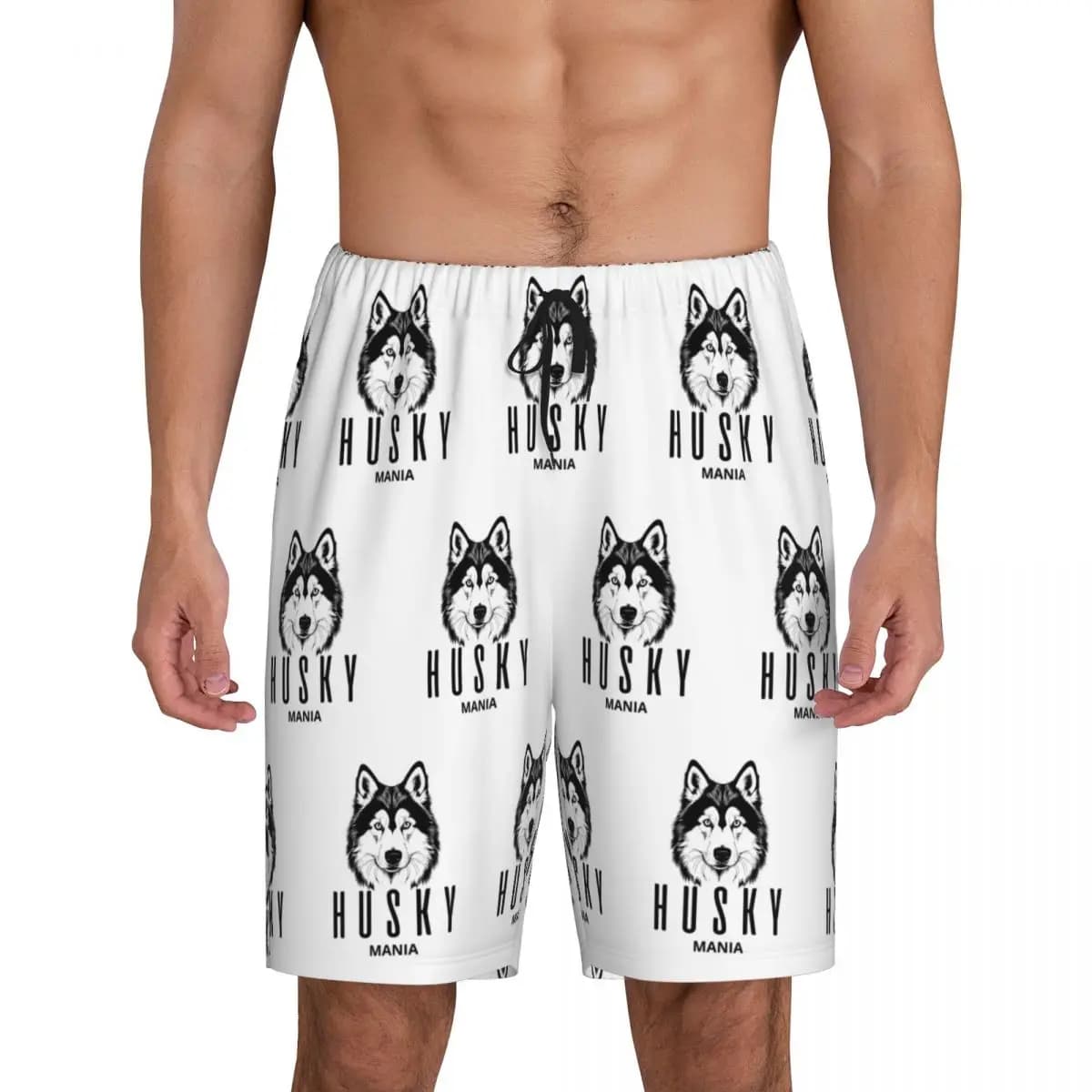 Custom SIBERIAN HUSKY MANIA Short Pajama Pants Men Sleepwear Sleep Lounge Bottom Shorts Sleeping Pants