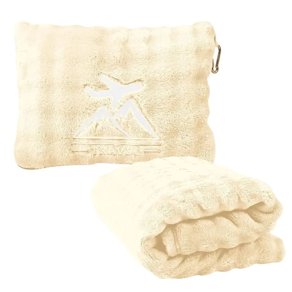 Spedizione Gratuita Coperta e Cuscino 2-in-1, Ultra Morbida e Compatta, Coperta da Aereo Monopezzo con Cinghia per Bagaglio a Mano