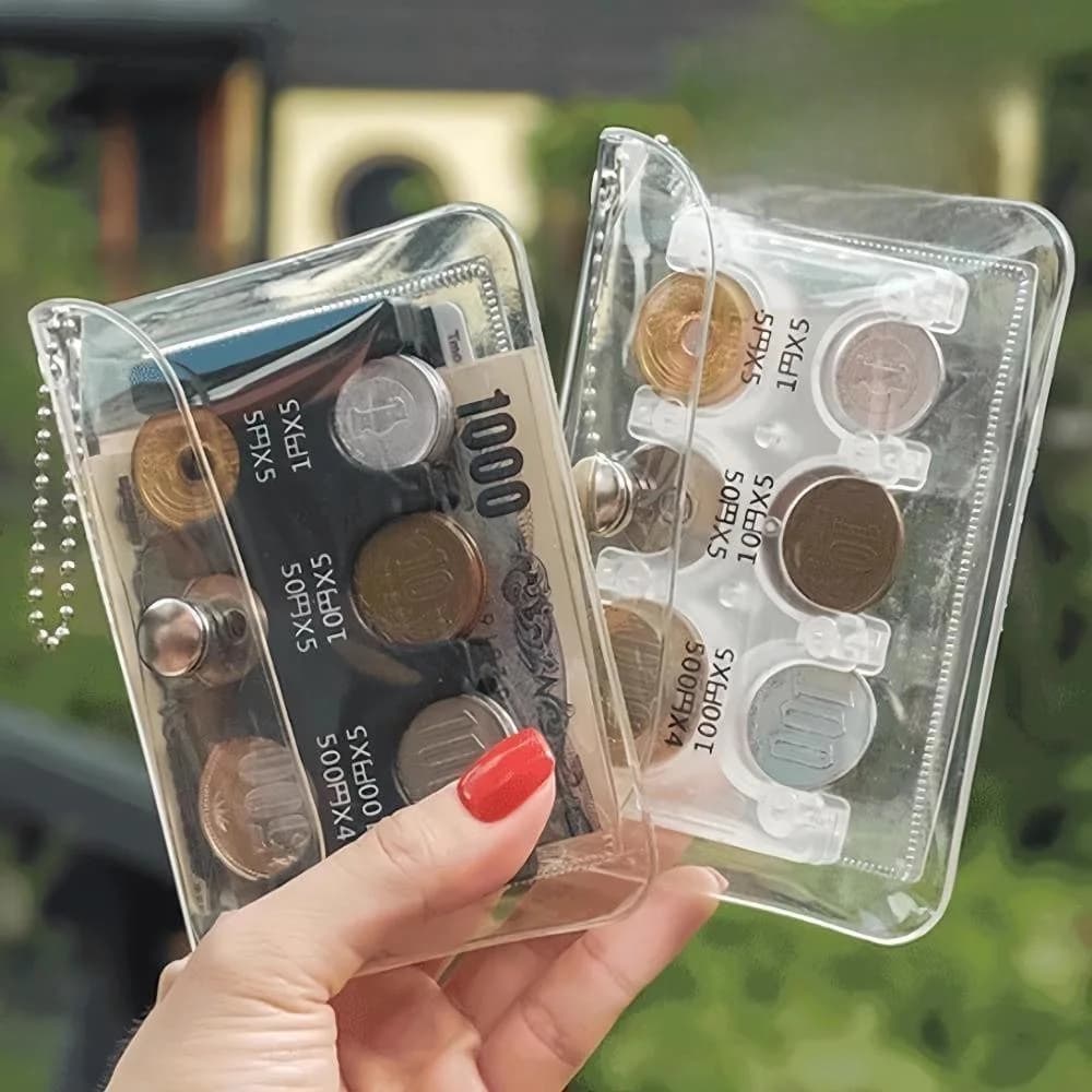 Organizzatore di Monete Portatile, Portacarte Trasparente, Fermasoldi, Portafoglio Piccolo da Viaggio per Organizzazione e Conservazione di Valuta Giapponese