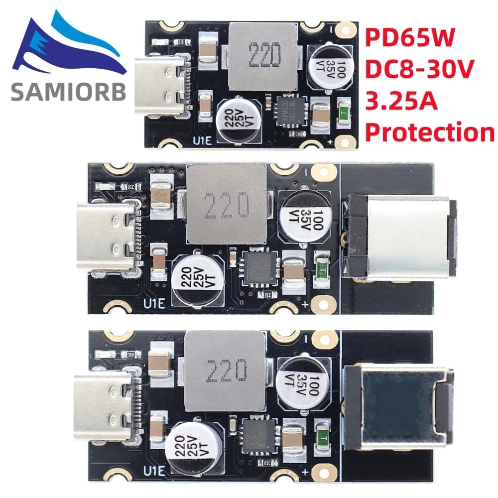 SAMIROB QC4.0 QC3.0 Tipo-C USB PD65W Modulo adattatore di ricarica rapida DC8-32V 3.25A 65W Modulo step down per Huawei SCP/FCP Apple PD