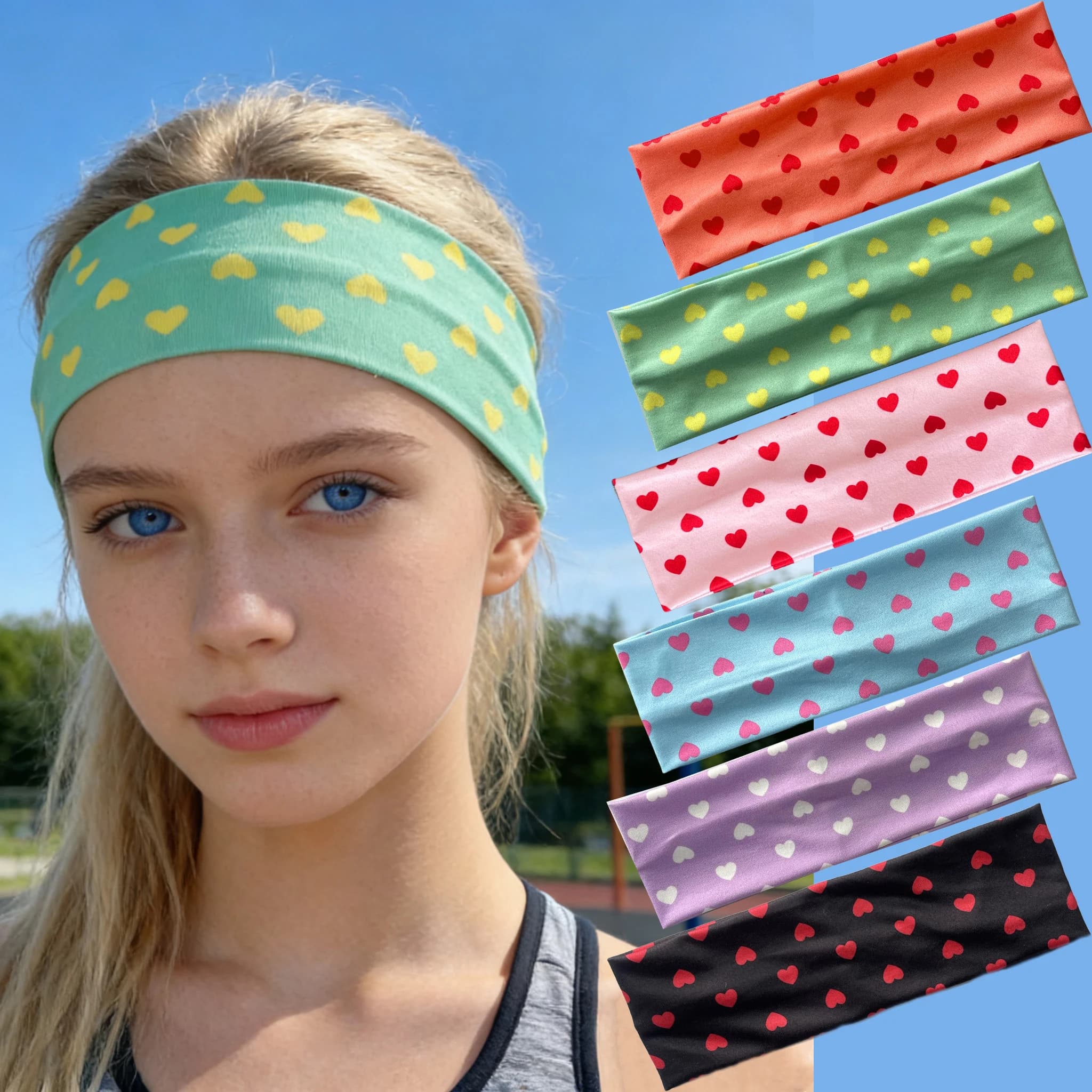 Nuovi Elastici per Capelli Stampati con Motivi Romantici per San Valentino, Accessori Dolci in Stile Coreano, Fascia per Capelli per Fitness, Yoga e Sport