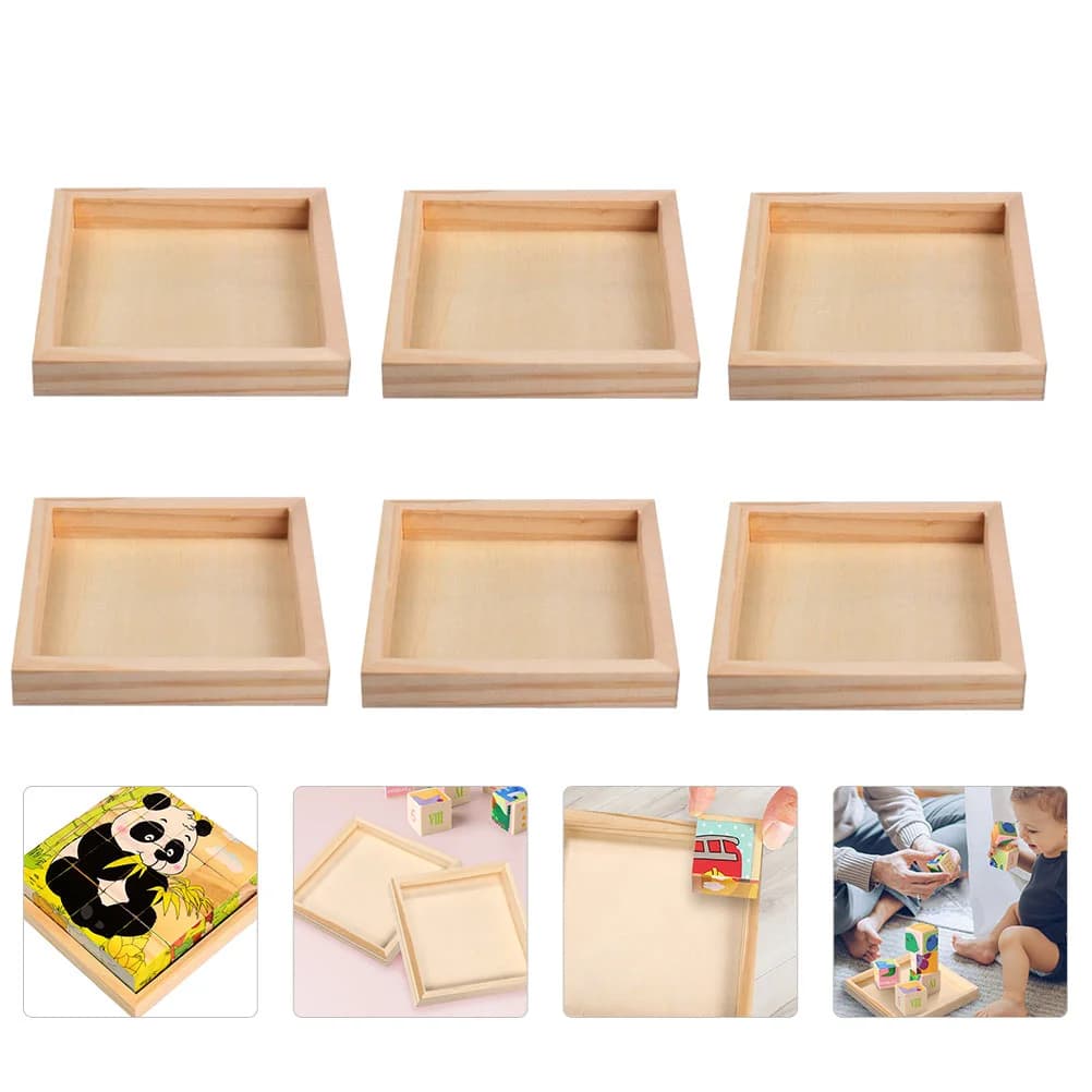 6 pezzi di puzzle in legno vassoio di immagazzinaggio 3D blocco ganizer vassoi di smistamento accessori da costruzione vassoio di legno per la conservazione domestica