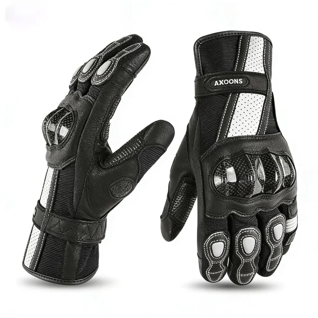 Guanti da moto professionali in pelle di capra da donna - Luvas lunghi rosa neri con dita intere per scooter, ciclismo, corsa, arrampicata fuoristrada