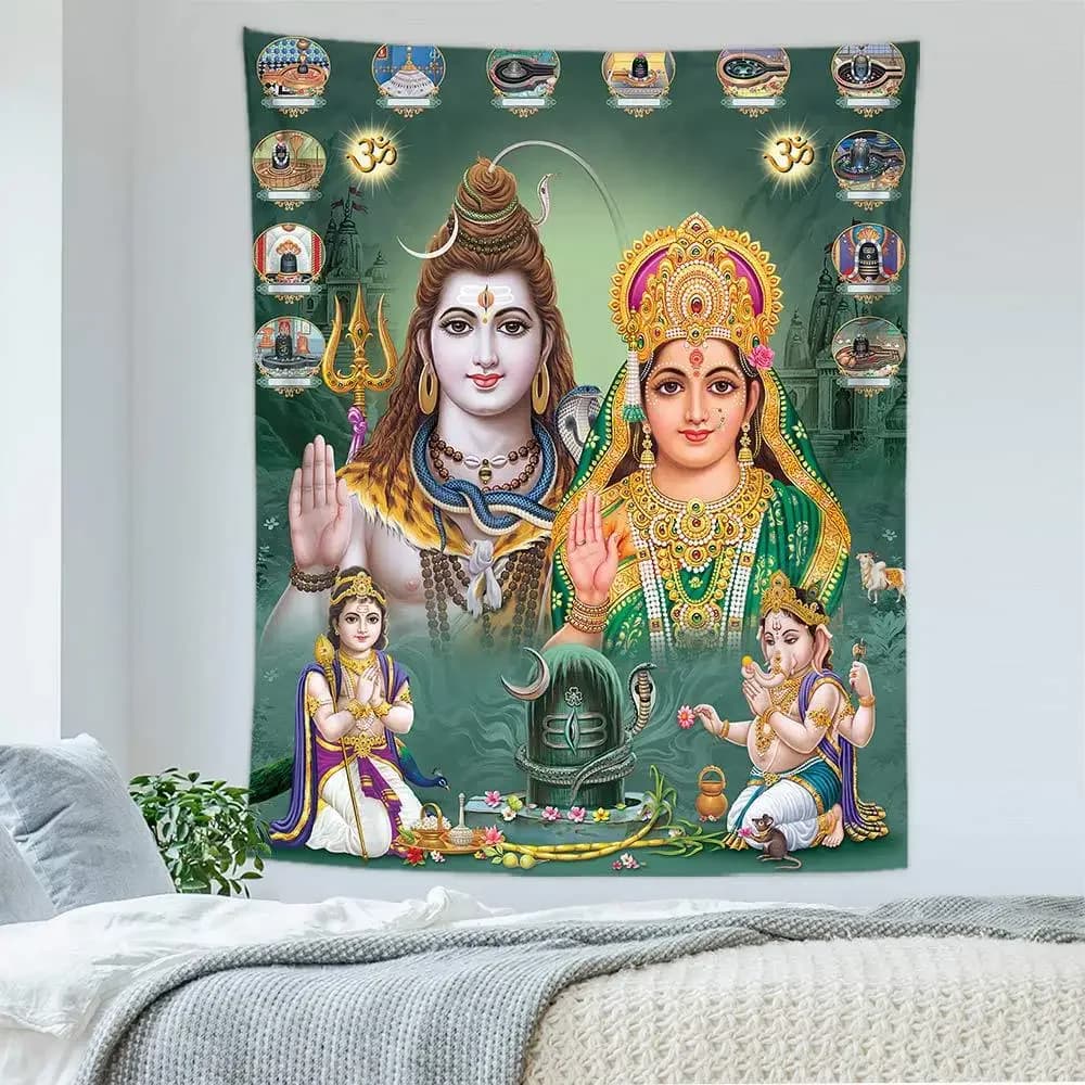 Indian God Shiva Tapestry Wall Hanging Walls Cloth Gold Ganesha Temple Elephant Wall Carpet Beach Yoga Mat Home Decor arazzo