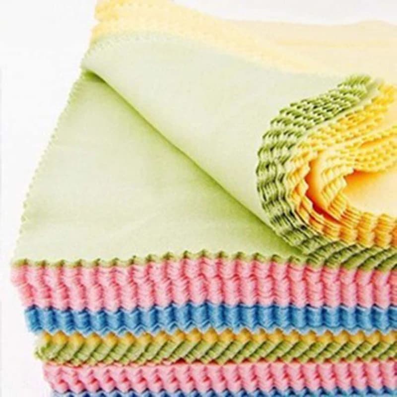 10 pezzi di panno per occhiali colorati alla moda, panno per pulizia in microfibra antistatico all'ingrosso