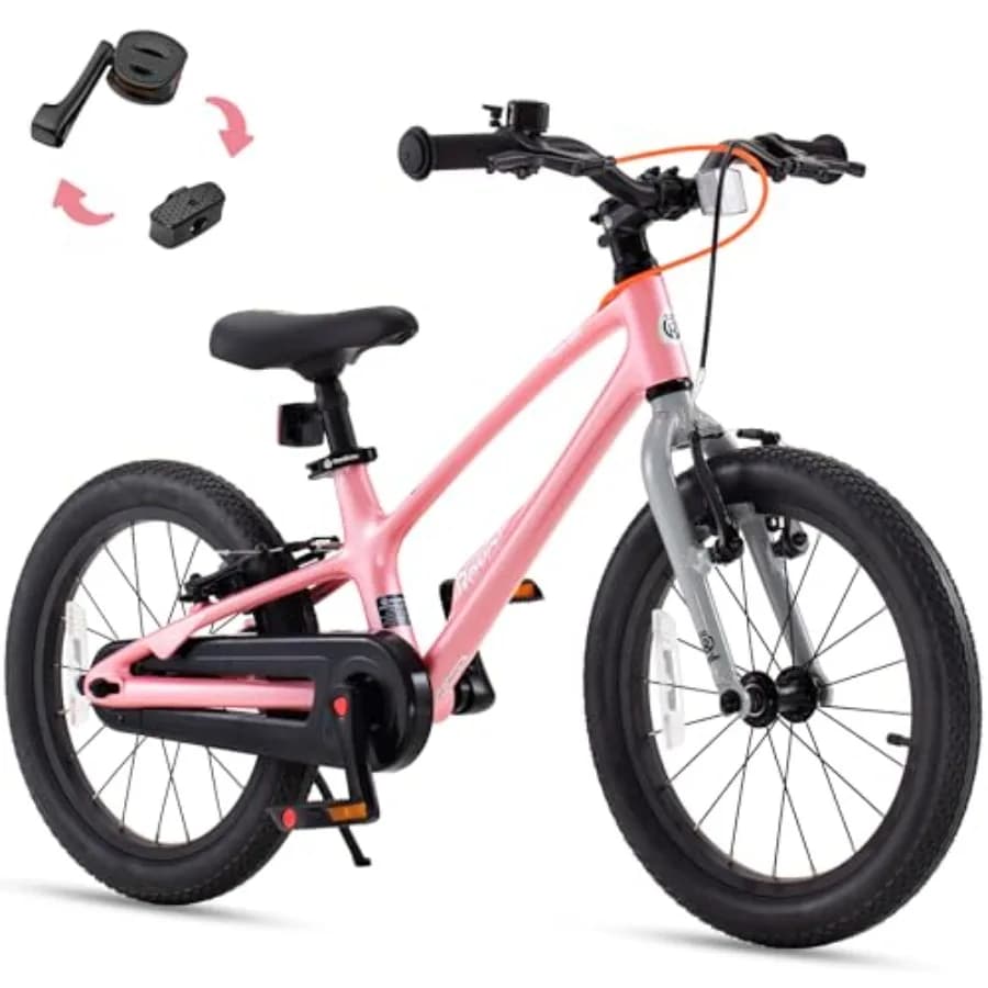 Bicicletta ultraleggera EZ-Shark da 16 pollici per principianti, bici leggera in lega per ragazzi e ragazze dai 4 anni in su, colore rosa