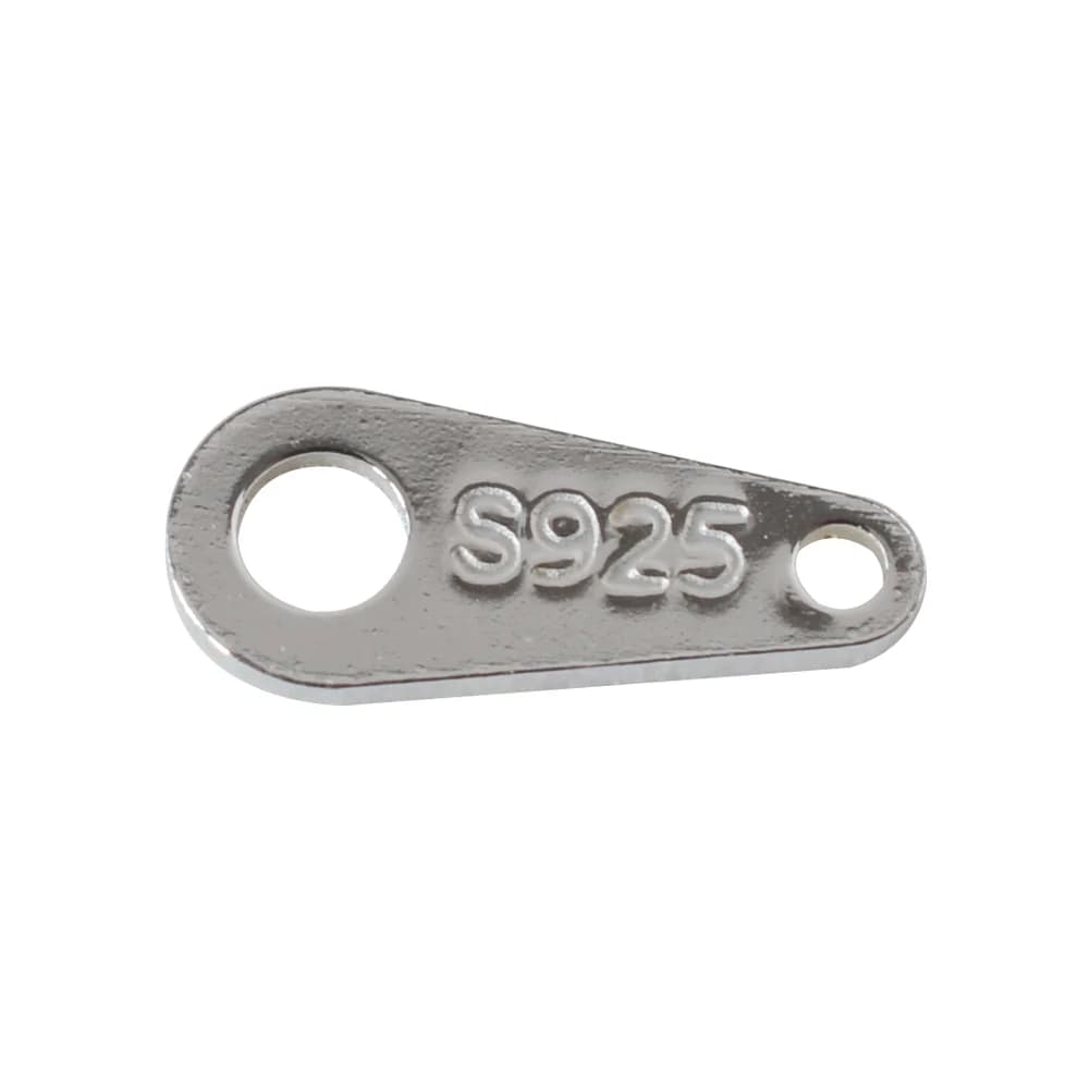 Creazione di gioielli con connettore di chiusura per etichette terminali con linguetta a catena piccola in argento sterling, risultati di gioielli con etichette in argento