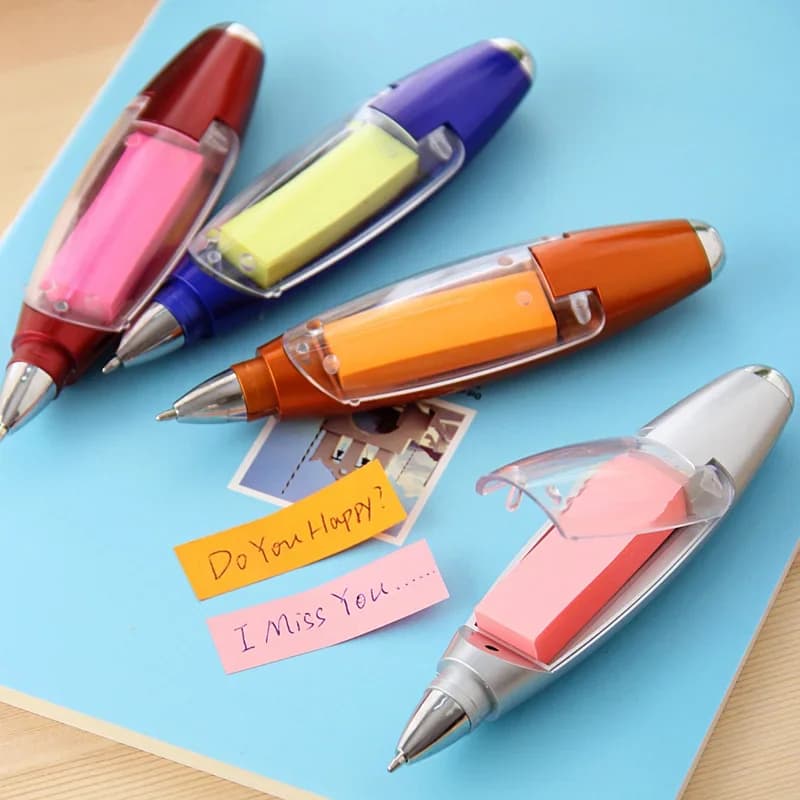 Multifunctional Halter Ballpoint Pen Sticky Note Light Strip Flashlight Stationery 3in1 with Colorful String School Supplies