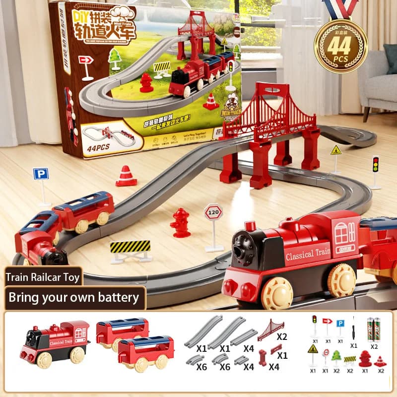 44Pcs/set Electric Train Track Sets Assembling Rail Train Car Toys Boy Educational Simulation Model Christmas Birthday Gift