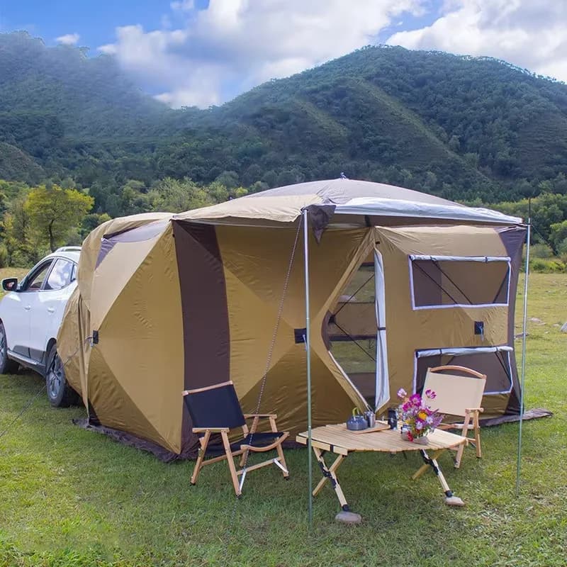Tenda da Campeggio per Auto SUV, Tenda Posteriore Pieghevole a 2 Camere da Letto per Tour in Auto