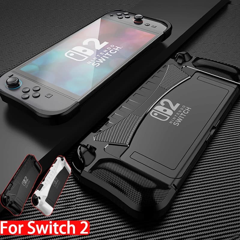 Custodia morbida agganciabile per Nintendo Switch 2 2025 Guscio protettivo in silicone Cover con impugnatura ergonomica strutturata in fibra di carbonio per Joycon