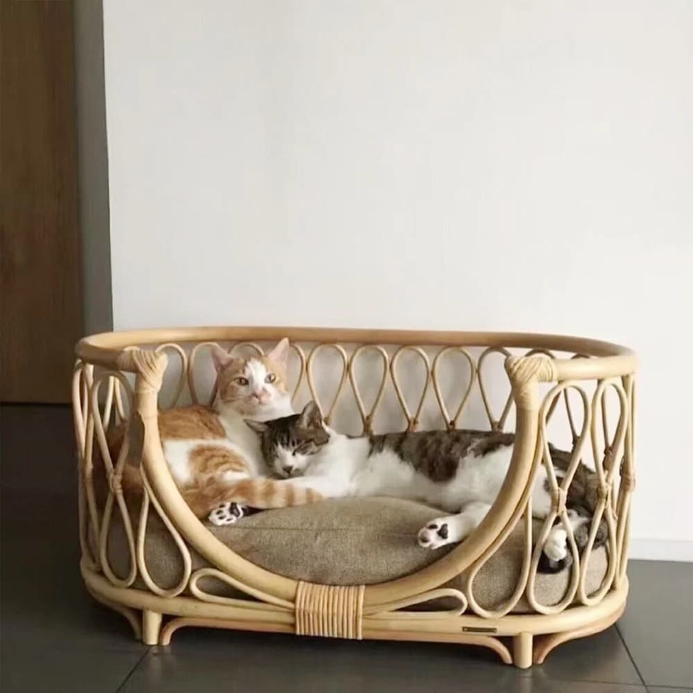 Rattan Woven Small And Medium-Sized Dog Bed, Suitable for All Seasons, Small And Medium-Sized Dogs, Teddy Bears, Bichon