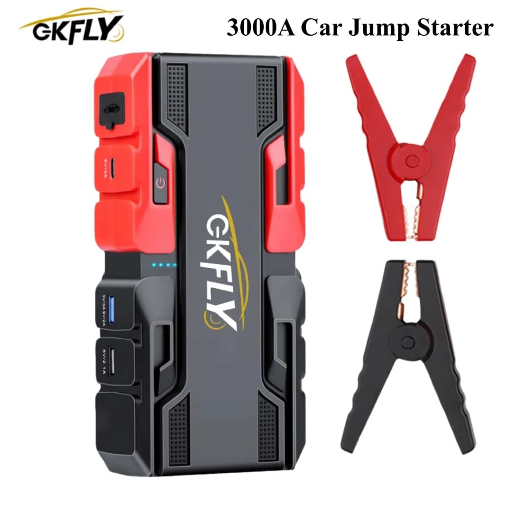 GKFLY 3000A Avviatore di emergenza per auto 44.4Wh Power Bank Dispositivo di avviamento portatile 12V Batteria per auto Booster Buster per benzina Diesel