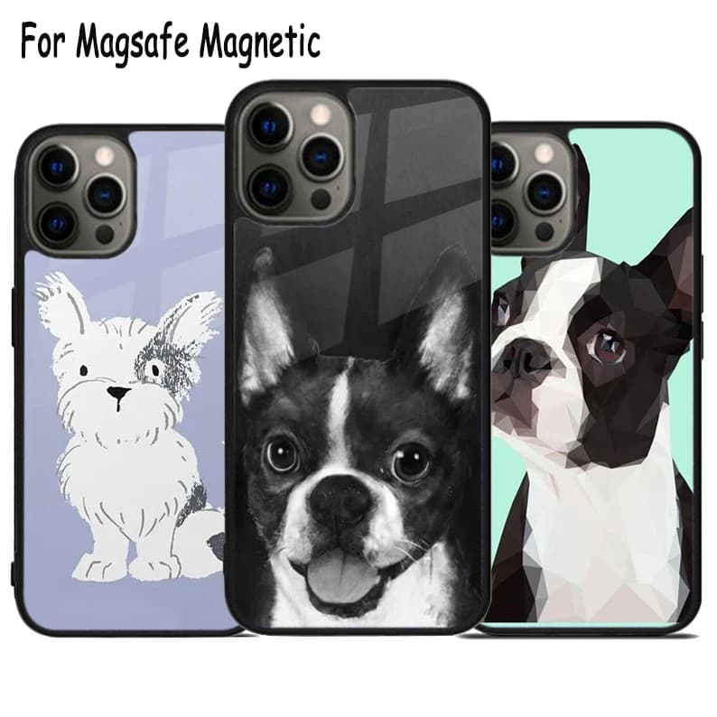 Custodia per telefono con ricarica wireless Terrier Dog per iPhone 17 Air 15 16 16e 14 13 11 12 Pro Max Plus, cover magnetica Magsafe con paraurti