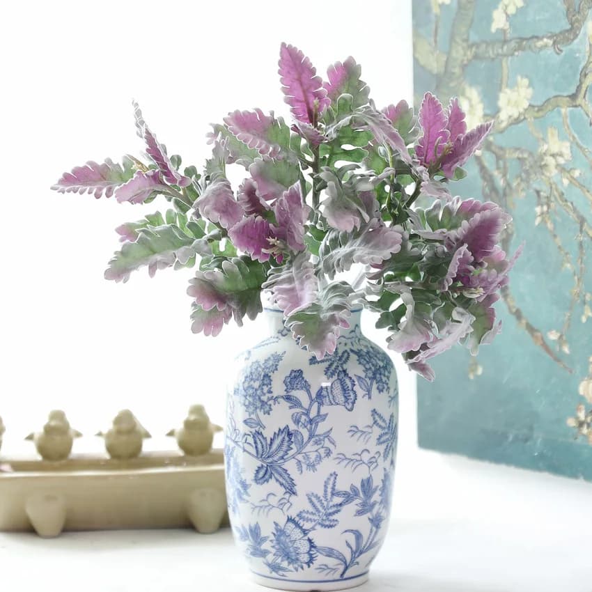 High Quality Artificial Dusty Miller Jacobaea Maritima Plastic Green Plant Branch Home Decor Garden Decoration Gift F1412