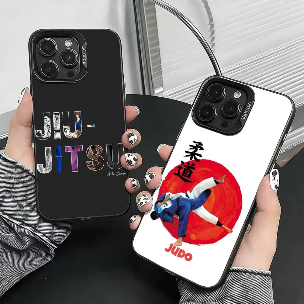 Custodia per telefono J-Jujitsu J-Judo per iPhone 17, 16, 15, 14, 13, 12, 11 Plus, Pro Max, XS, Cover colorata argento