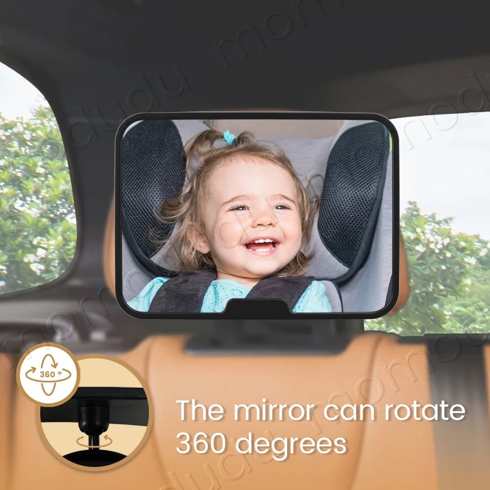 Specchio per auto per bambini 360 ° Specchi per seggiolino auto girevoli, monitor per auto per bambini con ampia vista chiara, infrangibile, facile da montare