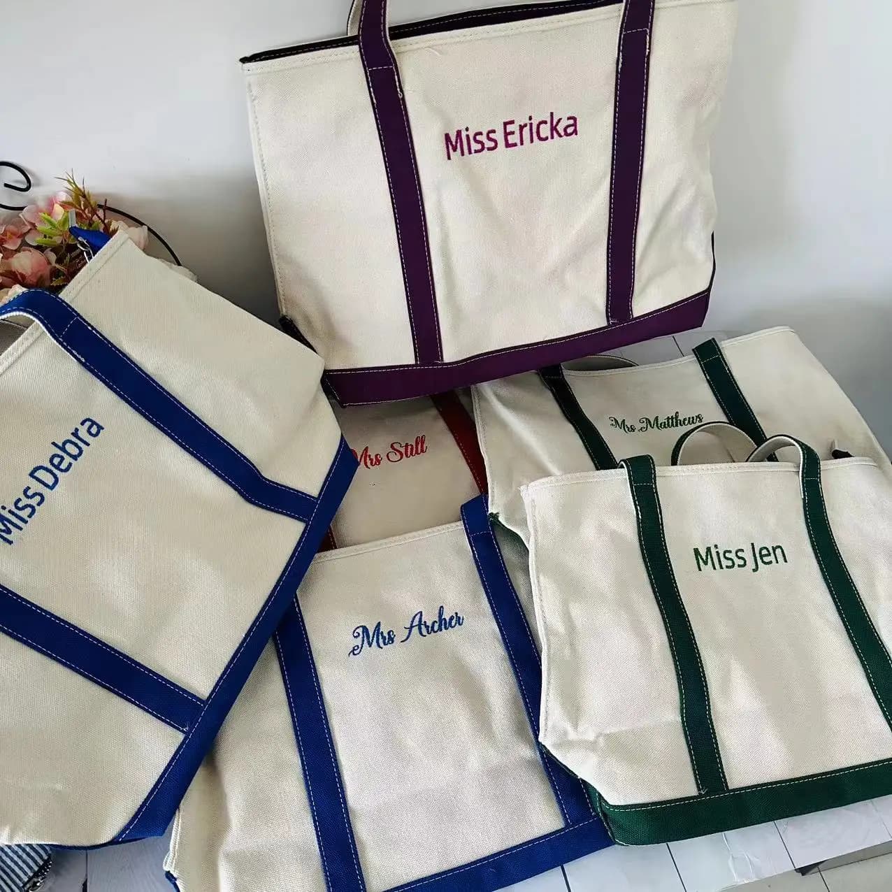 Progetta le tue borse Tote, borsa da barca personalizzata, borsa con nome ricamato personalizzato, borsa da barca, borsa da scuola, borsa da spiaggia, borsa Tote con nome