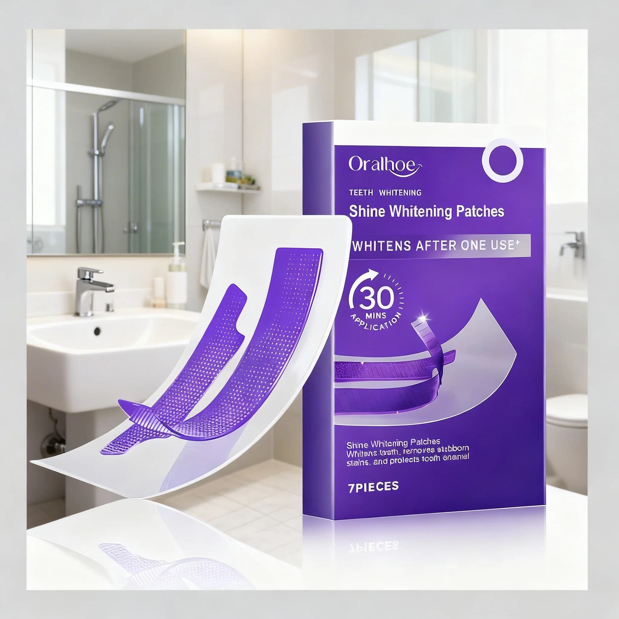 1/2BOX Strisce sbiancanti per denti viola – Rimuovono placca e macchie, sbiancano i denti e rinfrescano l'alito Igiene orale Cura dentale sbiancante