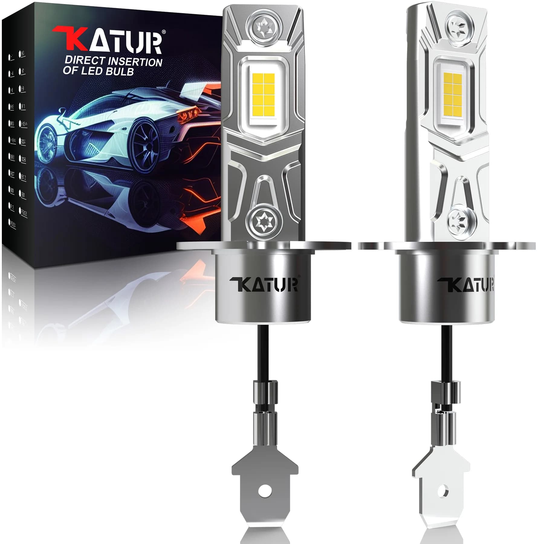 Katur 2 pz Lampadina per fari a Led per auto H3 Super Led 6000 K Bianco Plug and Play ad alta potenza per Volvo S60 XC90 V60